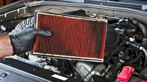 auto air filter dirty orange 0